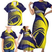 Custom Rugby Curacao Family Matching Short Sleeve Bodycon Dress and Hawaiian Shirt Korsou Go Champion - Wonder Print Shop