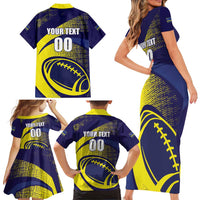 Custom Rugby Curacao Family Matching Short Sleeve Bodycon Dress and Hawaiian Shirt Korsou Go Champion - Wonder Print Shop