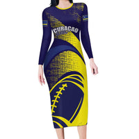 Custom Rugby Curacao Long Sleeve Bodycon Dress Korsou Go Champion - Wonder Print Shop