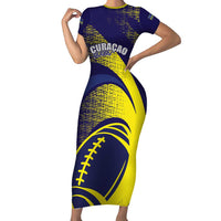 Custom Rugby Curacao Short Sleeve Bodycon Dress Korsou Go Champion - Wonder Print Shop