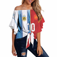 Custom Espana Argentina 2026 Off Shoulder Wrap Waist Top Copa Mundial Final