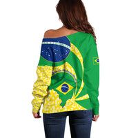 Brazil Independence Day Off Shoulder Sweater Sete de Setembro Flag Style - Wonder Print Shop