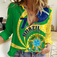 Brazil Independence Day Women Casual Shirt Sete de Setembro Flag Style - Wonder Print Shop