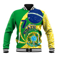 Personalised Brazil Independence Day Baseball Jacket Sete de Setembro Flag Style - Wonder Print Shop