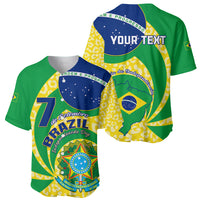 Personalised Brazil Independence Day Baseball Jersey Sete de Setembro Flag Style - Wonder Print Shop