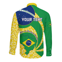 Personalised Brazil Independence Day Long Sleeve Button Shirt Sete de Setembro Flag Style - Wonder Print Shop