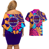 United States National Hispanic Heritage Month Couples Matching Off Shoulder Short Dress and Hawaiian Shirt Mes Nacional de la Herencia Hispana Special Version - Wonder Print Shop