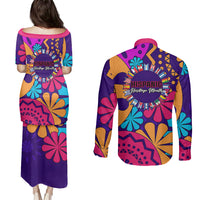 United States National Hispanic Heritage Month Couples Matching Puletasi Dress and Long Sleeve Button Shirts Mes Nacional de la Herencia Hispana Special Version - Wonder Print Shop