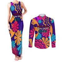 United States National Hispanic Heritage Month Couples Matching Tank Maxi Dress and Long Sleeve Button Shirts Mes Nacional de la Herencia Hispana Special Version - Wonder Print Shop