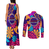 United States National Hispanic Heritage Month Couples Matching Tank Maxi Dress and Long Sleeve Button Shirts Mes Nacional de la Herencia Hispana Special Version - Wonder Print Shop