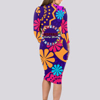 United States National Hispanic Heritage Month Long Sleeve Bodycon Dress Mes Nacional de la Herencia Hispana Special Version - Wonder Print Shop