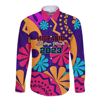 United States National Hispanic Heritage Month Long Sleeve Button Shirt Mes Nacional de la Herencia Hispana Special Version - Wonder Print Shop