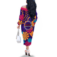 United States National Hispanic Heritage Month Off The Shoulder Long Sleeve Dress Mes Nacional de la Herencia Hispana Special Version - Wonder Print Shop
