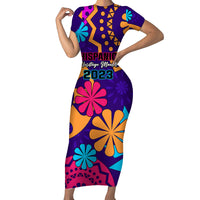 United States National Hispanic Heritage Month Short Sleeve Bodycon Dress Mes Nacional de la Herencia Hispana Special Version - Wonder Print Shop