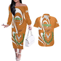 Personalized Cyprus Independence Day 1960 Couples Matching Off The Shoulder Long Sleeve Dress and Hawaiian Shirt Kbrs Cumhuriyeti Curve Style - Wonder Print Shop