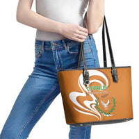 Personalized Cyprus Independence Day 1960 Leather Tote Bag Kbrs Cumhuriyeti Curve Style - Wonder Print Shop
