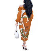 Personalized Cyprus Independence Day 1960 Off The Shoulder Long Sleeve Dress Kbrs Cumhuriyeti Curve Style - Wonder Print Shop