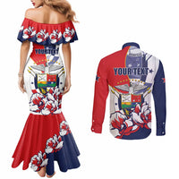 Personalized Panama Harpy Eagle Couples Matching Mermaid Dress and Long Sleeve Button Shirt Pro Mundi Beneficio Flor del Espiritu Santo