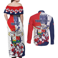 Personalized Panama Harpy Eagle Couples Matching Off Shoulder Maxi Dress and Long Sleeve Button Shirt Pro Mundi Beneficio Flor del Espiritu Santo - Wonder Print Shop