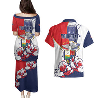 Personalized Panama Harpy Eagle Couples Matching Puletasi and Hawaiian Shirt Pro Mundi Beneficio Flor del Espiritu Santo - Wonder Print Shop