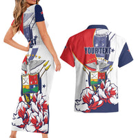 Personalized Panama Harpy Eagle Couples Matching Short Sleeve Bodycon Dress and Hawaiian Shirt Pro Mundi Beneficio Flor del Espiritu Santo - Wonder Print Shop