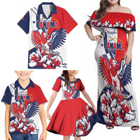 Personalized Panama Harpy Eagle Family Matching Off Shoulder Maxi Dress and Hawaiian Shirt Pro Mundi Beneficio Flor del Espiritu Santo - Wonder Print Shop