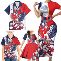 Personalized Panama Harpy Eagle Family Matching Short Sleeve Bodycon Dress and Hawaiian Shirt Pro Mundi Beneficio Flor del Espiritu Santo - Wonder Print Shop