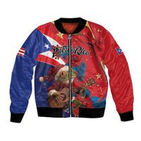 Personalized Puerto Rico Christmas Bomber Jacket Coqui Frog Playing Guitar - Wonder Print Shop