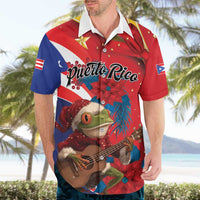 Personalized Puerto Rico Christmas Hawaiian Shirt Coqui Frog Playing Guitar - Wonder Print Shop