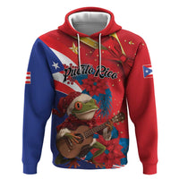 Personalized Puerto Rico Christmas Hoodie Coqui Frog Playing Guitar - Wonder Print Shop