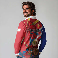 Personalized Puerto Rico Christmas Long Sleeve Polo Shirt Coqui Frog Playing Guitar - Wonder Print Shop