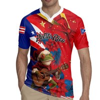 Personalized Puerto Rico Christmas Rugby Jersey Coqui Frog Playing Guitar - Wonder Print Shop