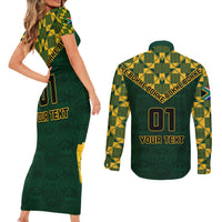 Custom South Africa Rugby Couples Matching Short Sleeve Bodycon Dress and Long Sleeve Button Shirt Go Bokke Champion 2023 World Cup - Wonder Print Shop