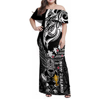 Custom New Zealand Silver Fern Rugby Family Matching Off Shoulder Maxi Dress and Hawaiian Shirt Aotearoa Champion 2023 World Cup - Wonder Print Shop