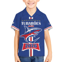 Custom Cape Verde 2026 Football Family Matching Off The Shoulder Long Sleeve Dress and Hawaiian Shirt Blue Sharks WC Debut - Wonder Print Shop
