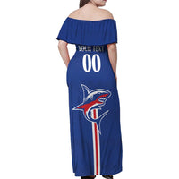 Custom Cape Verde 2026 Football Family Matching Off Shoulder Maxi Dress and Hawaiian Shirt Blue Sharks WC Debut - Wonder Print Shop