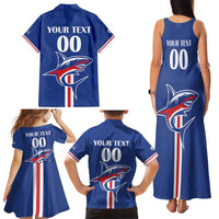 Custom Cape Verde 2026 Football Family Matching Tank Maxi Dress and Hawaiian Shirt Blue Sharks WC Debut - Wonder Print Shop