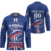 Custom Cape Verde 2026 Football Hockey Jersey Blue Sharks WC Debut - Wonder Print Shop