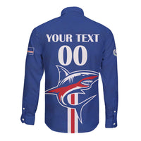 Custom Cape Verde 2026 Football Long Sleeve Button Shirt Blue Sharks WC Debut - Wonder Print Shop