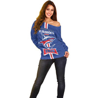 Custom Cape Verde 2026 Football Off Shoulder Sweater Blue Sharks WC Debut - Wonder Print Shop