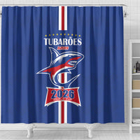 Cape Verde 2026 Football Shower Curtain Blue Sharks WC Debut - Wonder Print Shop