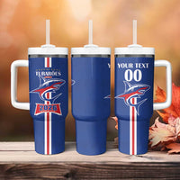 Custom Cape Verde 2026 Football Tumbler With Handle Blue Sharks WC Debut - Wonder Print Shop