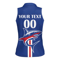 Custom Cape Verde 2026 Football Women Sleeveless Polo Shirt Blue Sharks WC Debut - Wonder Print Shop