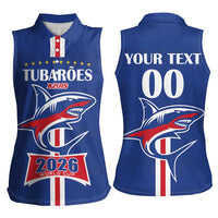 Custom Cape Verde 2026 Football Women Sleeveless Polo Shirt Blue Sharks WC Debut - Wonder Print Shop