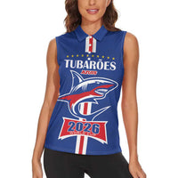 Custom Cape Verde 2026 Football Women Sleeveless Polo Shirt Blue Sharks WC Debut - Wonder Print Shop