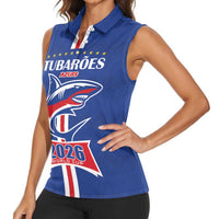 Custom Cape Verde 2026 Football Women Sleeveless Polo Shirt Blue Sharks WC Debut - Wonder Print Shop