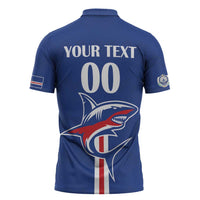 Custom Cape Verde 2026 Football Zipper Polo Shirt Blue Sharks WC Debut - Wonder Print Shop