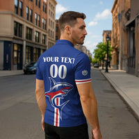 Custom Cape Verde 2026 Football Zipper Polo Shirt Blue Sharks WC Debut - Wonder Print Shop
