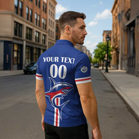 Custom Cape Verde 2026 Football Zipper Polo Shirt Blue Sharks WC Debut - Wonder Print Shop