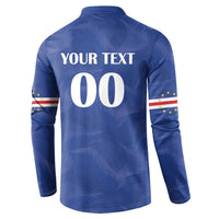 Custom Cape Verde Football Button Sweatshirt Tubaroes Azuis Make History - Wonder Print Shop